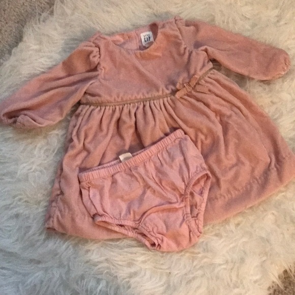 Blush Velvet Baby Gap Dress 3-6mo. Like New. - Picture 4 of 4